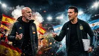 Ilustrasi Luis de la Fuente Vs Luis Scaloni. (Bola.com/AI)