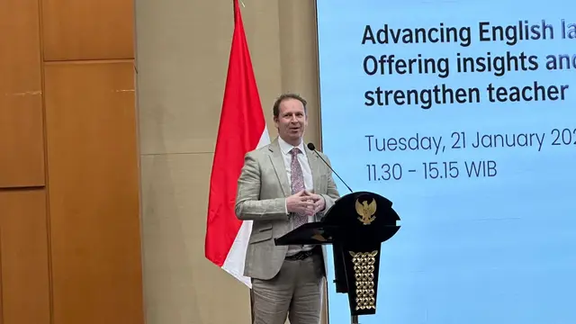Matthew Downing Wakil Duta Besar Inggris untuk Indonesia dalam peluncuran studi di Kemendikdasmen, Selasa (21/1/2025). (Liputan6.com/Benedikta Miranti)