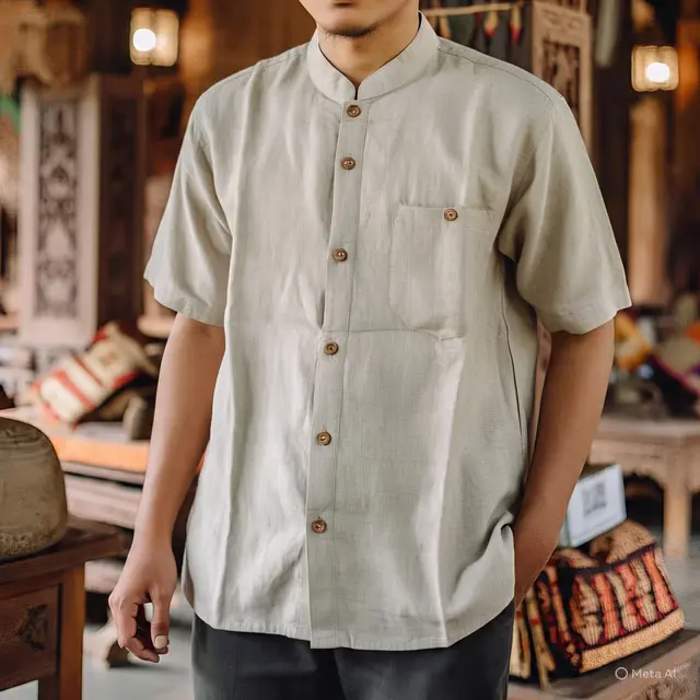 Baju Koko Linen dengan Potongan Oversize