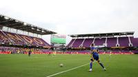Suasana sepi pertandingan Grup F Piala Dunia Antarklub 2025 antara Ulsan HD FC melawan Mamelodi Sundowns FC di Inter&Co Stadium, Orlando, Florida, Amerika Serikat, Rabu (18/06/2025) WIB. (AFP/Megan Briggs)