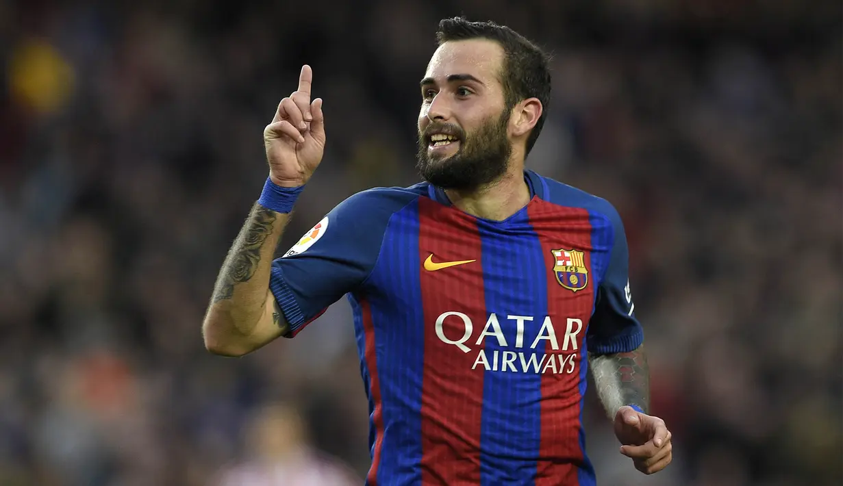4. Aleix Vidal - Musim lalu dirinya tampil reguler sebagai bek kanan, yang bukan posisi naturalnya. Namun Ernersto Valverde lebih menyukai bek sayap murni seperti Hector Ballerin. (AFP/Lluis Gene) 