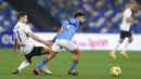 Pertandingan leg pertama semifinal Coppa Italia antara Napoli kontra Atalanta berakhir tanpa pemenang.  (Alessandro Garofalo/LaPresse via AP)