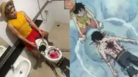 6 Cosplay Low Budget Jadi Luffy One Piece Ini Bikin Ngakak (sumber: Instagram/lowcostcosplayth)