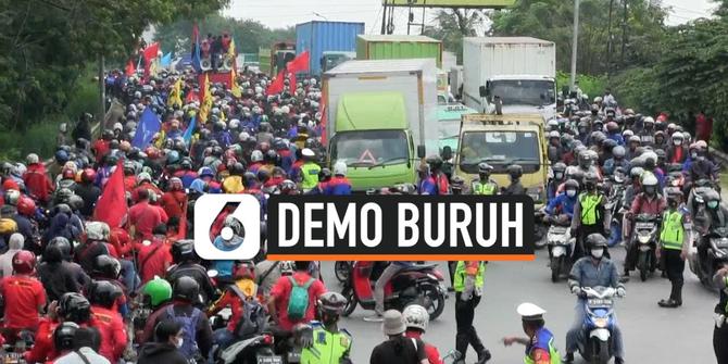 VIDEO: Tolak UU Cipta Kerja, Ribuan Buruh Tangerang Kembali Turun ke Jalan