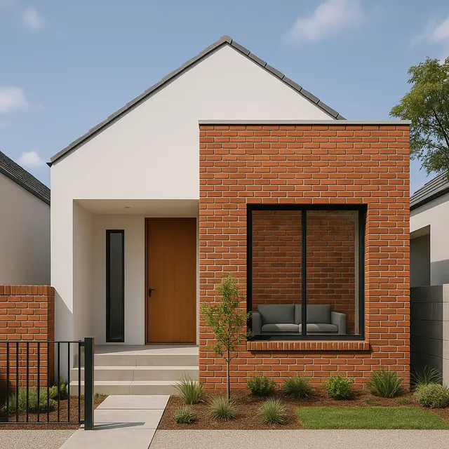 Rumah Estetik dengan Dinding Batu Bata Merah (Image by ChatGPT)