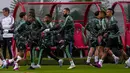 Para pemain Real Madrid mengikuti sesi latihan  jelang berhadapan dengan wakil Asia, Al-Hilal pada final Piala Dunia Antarklub 2022, di Rabat, Maroko, Jumat (10/2/2023). Ini adalah kali kelima Real Madrid mencapai partai perebutan gelar Piala Dunia Antarklub FIFA. (AP Photo/Manu Fernandez)