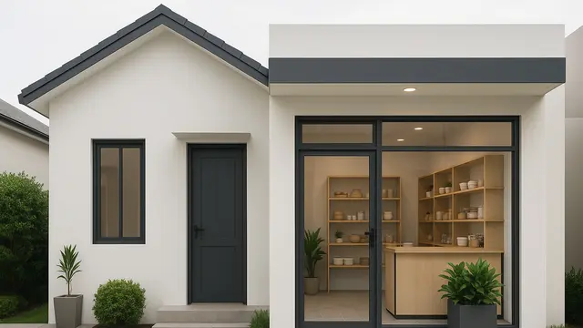 Rumah Tipe 21 dengan Toko di Depannya (created by AI)