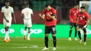 Laga dimenangkan oleh Mesir dengan skor 3-2. Skuad berjuluk The Pharaohs itu nantinya akan melawan Senegal pada 15 Januari mendatang. (AP Photo/Mosa'ab Elshamy)