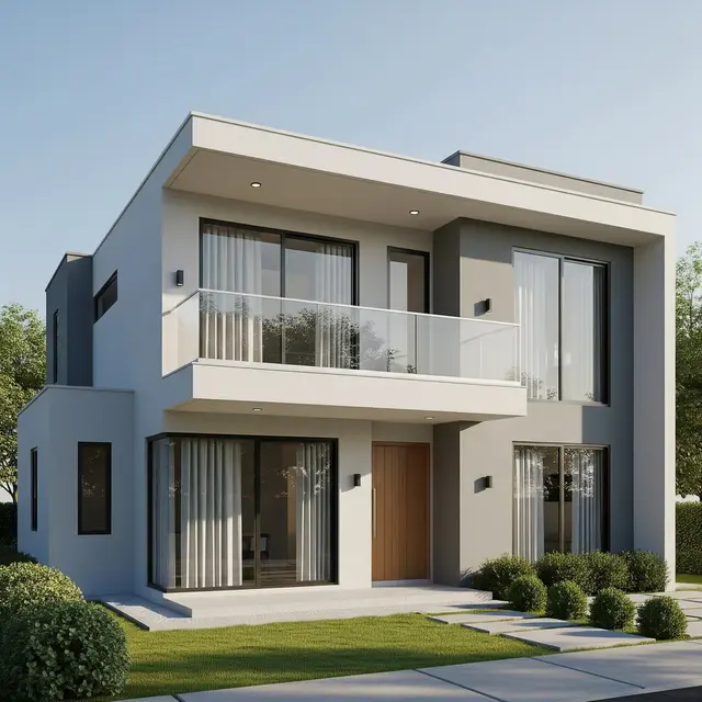 Rumah Tipe 45 Gaya Modern 2 Lantai dengan Balkon