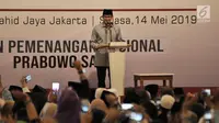 Cawapres nomor urut 02 Sandiaga Uno memberikan sambutan saat acara Mengungkap Fakta-Fakta Kecurangan Pilpres 2019 di Jakarta, Selasa (14/5/2019). Dalam acara ini turut hadir para petinggi BPN dan menampilkan bukti-bukti kecurangan Pemilu 2019 yang ditemukan tim BPN. (merdeka.com/Iqbal S Nugroho)