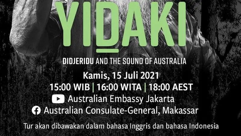 Acara tur publik virtual Museum Nasional Australia, Yidaki: Didjeridu dan the Sound of Australia yang digelar pada Kamis (15/7/2021). (Photo credit: Kedutaan Besar Australia)
