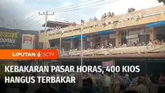 Pasar Horas di Pematang Siantar, Sumatra Utara, terbakar, Minggu siang. Kebakaran menghanguskan 400 kios.