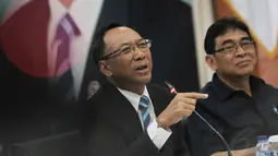 Dalam konferensi persnya, Menteri ESDM Jero Wacik menegaskan pemerintah tidak akan mencabut subsidi BBM, melainkan hanya melakukan pengendalian penggunaannya, Jakarta, Selasa (5/8/14). (Liputan6.com/Johan Tallo) 