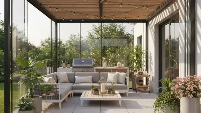 Teras menggunakan kombinasi warna cerah dan netral/ Ilustrasi AI.