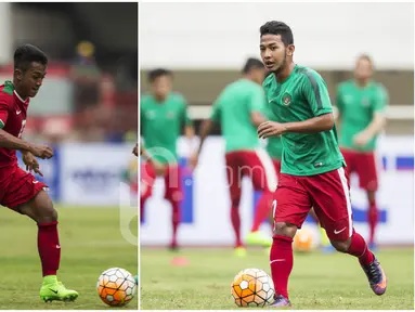 Berikut ini aksi dua wonderkid Persib Bandung, Febri Haryadi dan Gian Zola saat melakukan debut bersama Timnas Indonesia U-22. (Bola.com/Vitalis Yogi Trisna)
