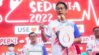 Menteri Kesehatan RI, Budi Gunadi Sadikin, menghadiri puncak peringatan Hari Jantung Sedunia tahun 2022 di Plaza Tenggara Kompleks Stadion Utama Gelora Bung Karno (SUGBK), Senayan, Jakarta, Minggu, 2 Oktober 2022.