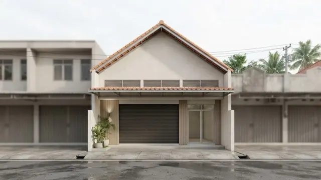 Model Atap Ruko 1 Lantai Klasik dengan Atap Pelana