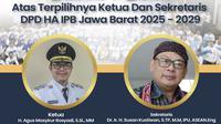 Pasangan Agus Masykur Rosyadi-Susan Kustiawan, terpilih secara aklamasi menjadi Ketua dan Sekretaris DPD HA IPB Provinsi Jawa Barat masa bakti 2025-2029. (Liputan6.com)