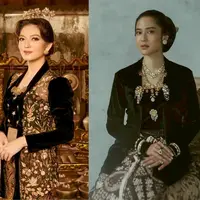 Pesona anggun didapat dari kebaya bermaterial brokat dengan corak yang elegan banget dan dipadukan batik truntum. [@happysalma]