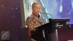 CEO PT Pasifik Satelit Nusantara (PSN) Adi Rahman Adiwoso memberikan sambutan jelang penandatanganan kerjasama pembangunan Satelit PALAPA-N1 di Jakarta, Rabu (17/5). Pembangunan tersebut untuk mewujudkan kemandirian teknologi. (Liputan6.com/Faizal Fanani)