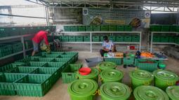 Kegiatan budidaya maggot yang dikelola warga korban Pemutusan Hubungan Kerja (PHK) ini dengan mengumpulkan sampah organik di wilayah Kelurahan Beji Timur yang kemudian diolah sebagai pakan maggot. (Merdeka.com/Arie Basuki)