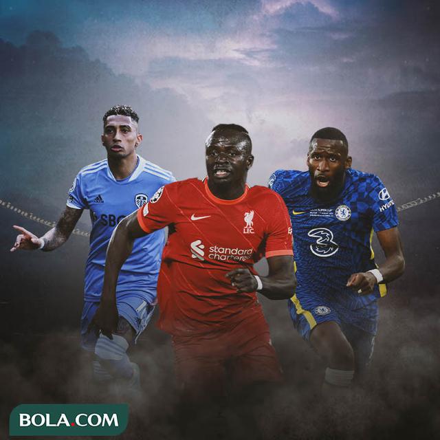 Ilustrasi - Raphinha, Sadio Mane, Antonio Rudiger