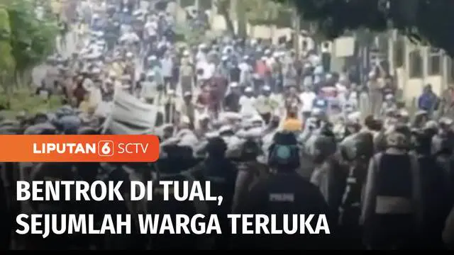 Dua kelompok warga di Kota Tual, Provinsi Maluku, terlibat bentrok. Bentrokan tersebut mengakibatkan sejumlah warga dan polisi terluka serta beberapa rumah terbakar.