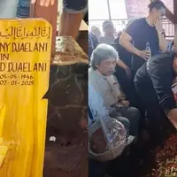Momen Haru Pemakaman Ayah Baim Wong ada Disamping Istri. (instagram/baimwong)