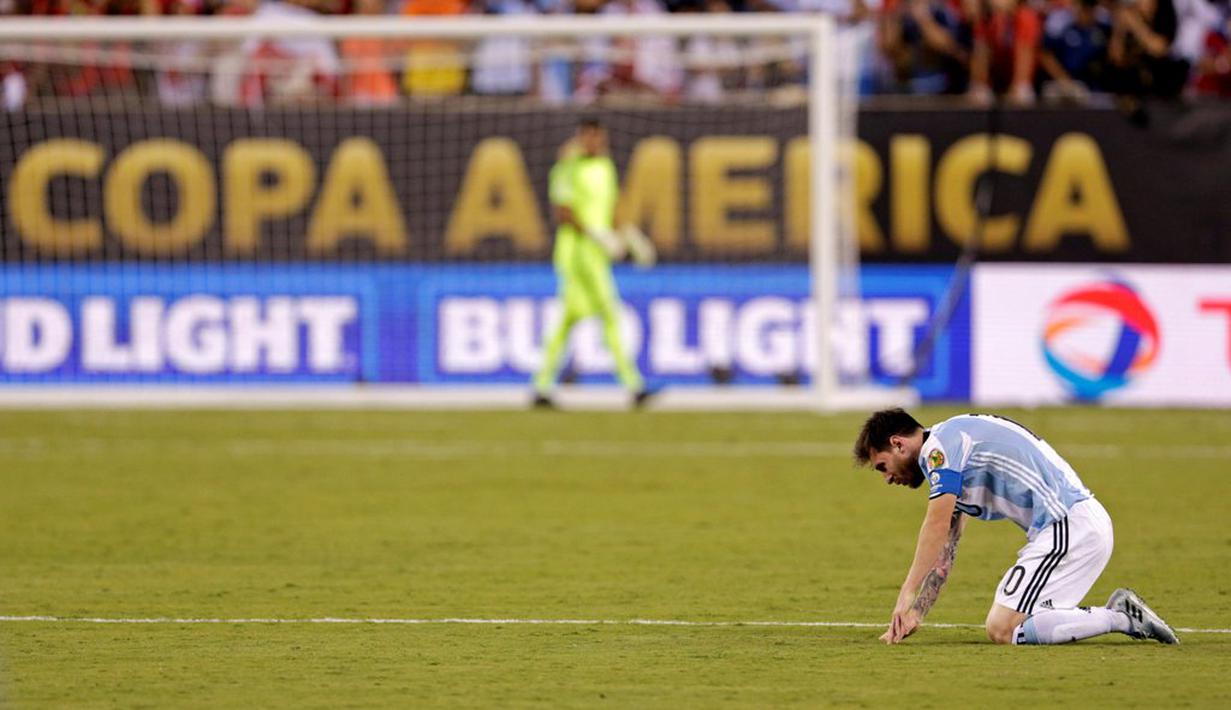 Bagi Messi, kegagalan di Copa America Centenario 2016, menjadikan dirinya tak pernah menuai gelar juara bersama timnas senior Argentina. (Reuters/Adam Hunger-USA Today Sports)