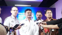 Menteri Pertanian Syahrul Yasin Limpo usai menerima penghargaan pada acara Merdeka Awards Kategori Program Inovatif untuk Negeri.