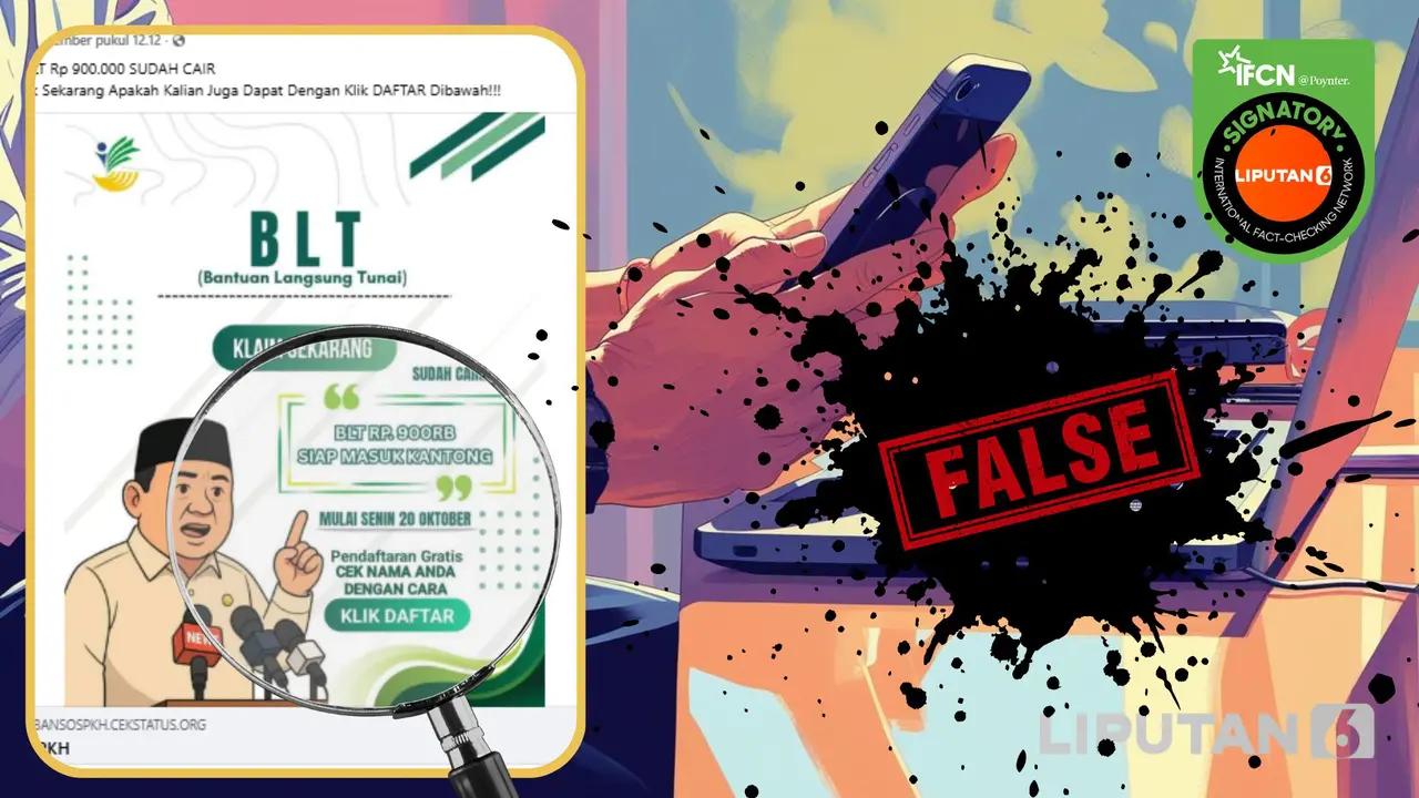 Tangkapan layar klaim link pendaftaran Bansos BLT