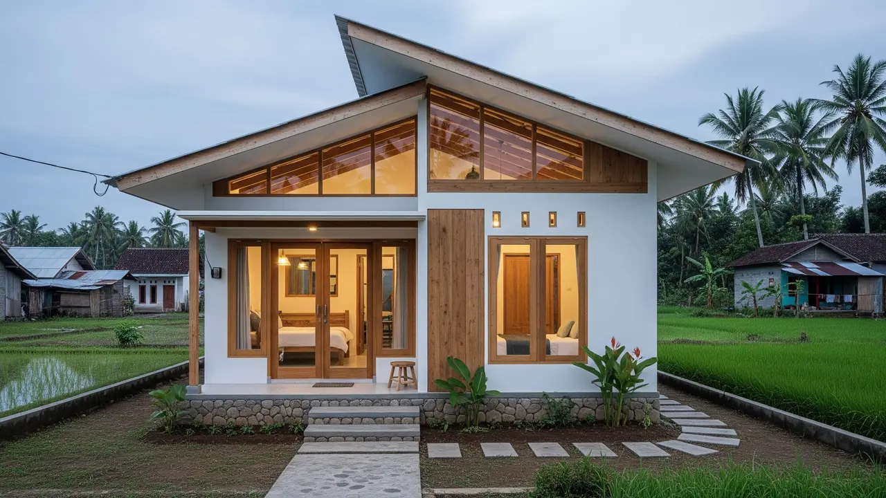 Inspirasi Rumah Kecil Bergaya Modern yang Tetap Asri dan Hemat Biaya di Kampung/Ilustrasi Gemini AI