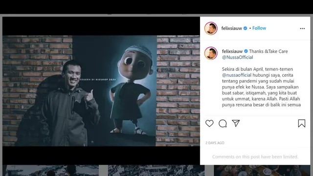 Pendakwah populer Felix Siauw mengabarkan serial animasi Nussa berhenti tayang
