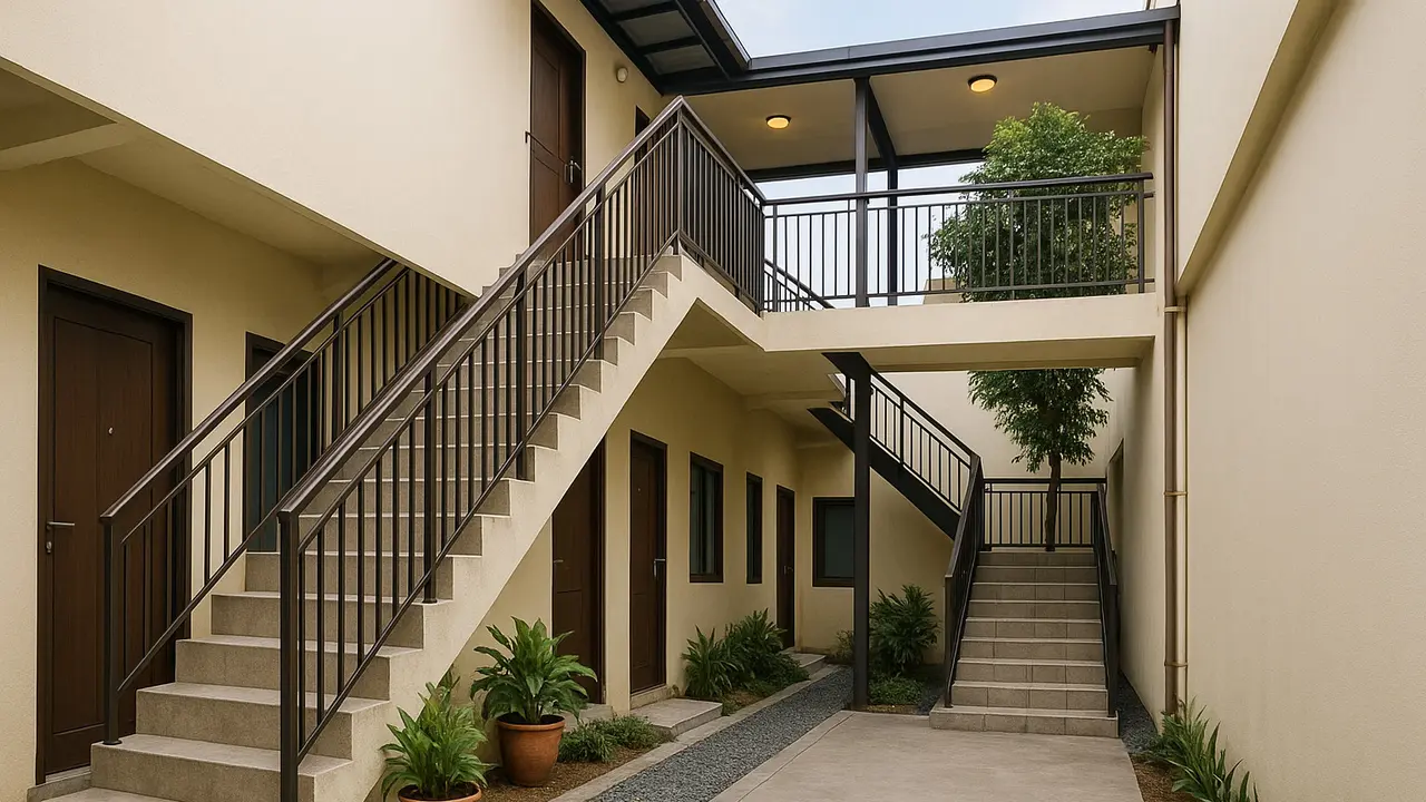 Inspirasi Desain Tangga Outdoor untuk Rumah Kos/via ChatGPT