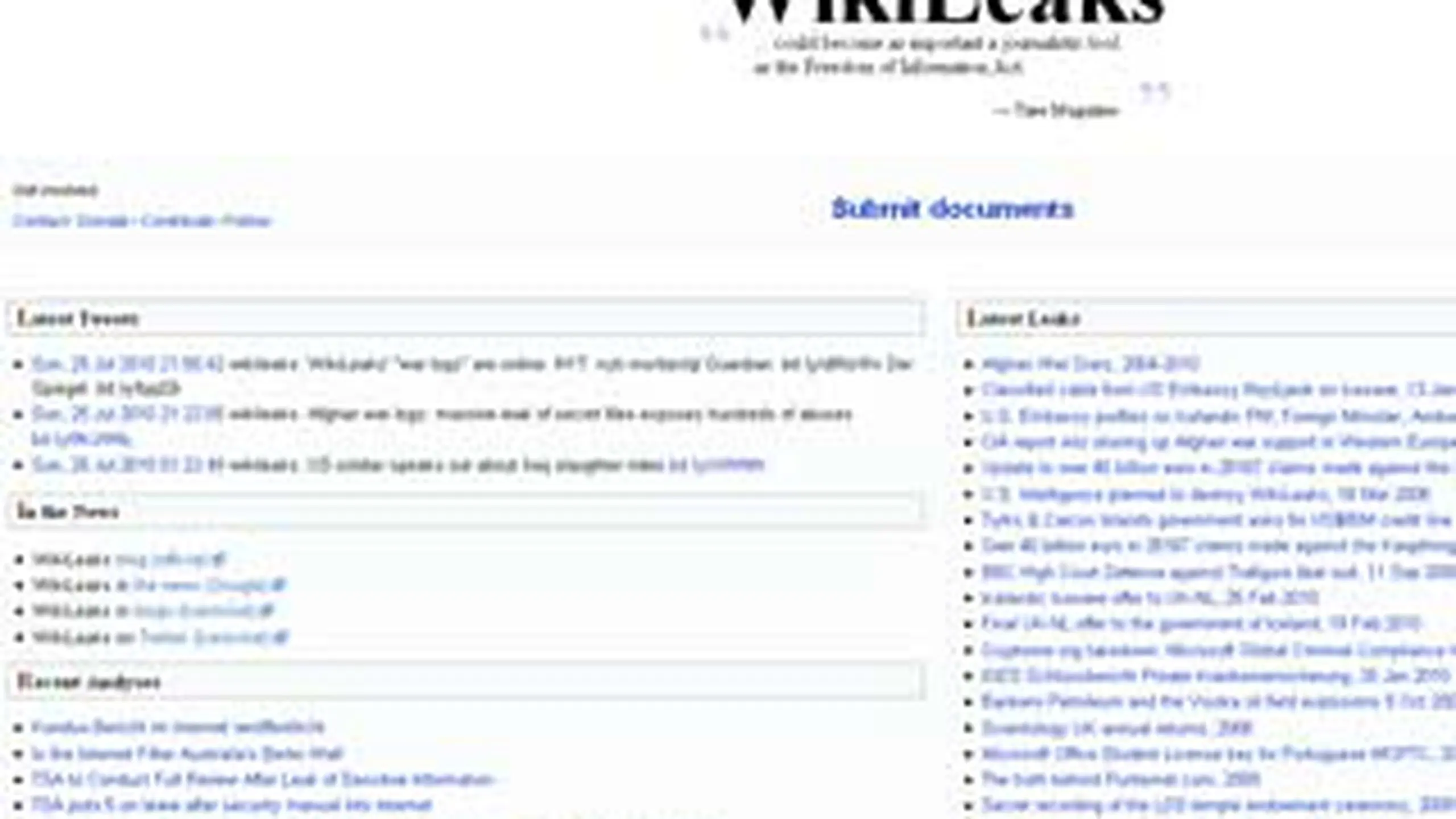 Inilah Dokumen Rahasia AS yang Dikuak WikiLeaks