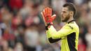 David De Gea. Kiper Manchester United asal Spanyol berusia 30 tahun ini memasuki musim ke-11 nya bersama Setan Merah musim ini. Musim ini ia telah tampil dalam 7 laga di semua kompetisi dengan catatan 1 kali clean sheet dengan kebobolan 7 gol dan sukses menahan 1 eksekusi penalti. (AP/Jon Super)