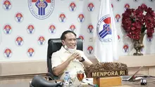 Menpora Zainudin Amali menjadi keynote speaker sekaligus  Kick Off Kuliah Kewirausahaan Pemuda secara webinar dari Sitroom Lantai 9 Graha Pemuda Senayan Jakarta Pusat, Selasa (30/6) siang. 