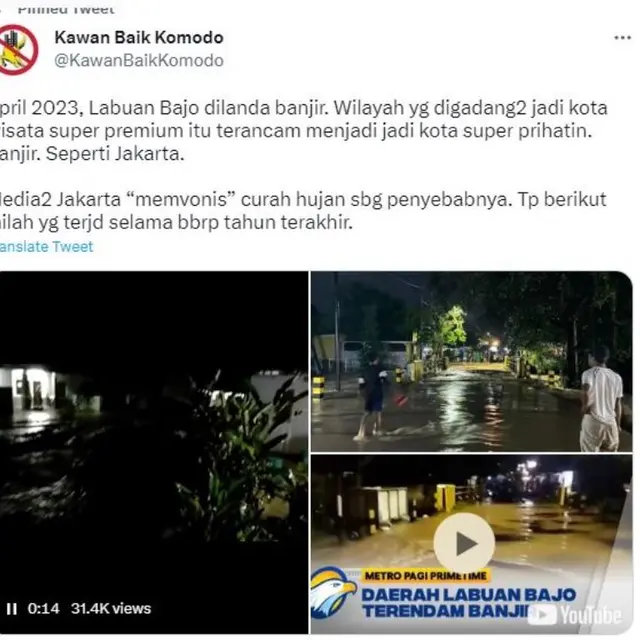 Banjir Melanda Sejumlah Kawasan di Labuan Bajo yang Termasuk Destinasi Wisata Super Prioritas,