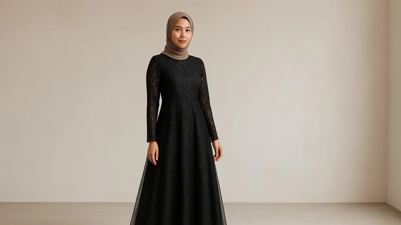 Inspirasi Gamis Brokat Hitam Tile /Ilustrasi gambar oleh AI