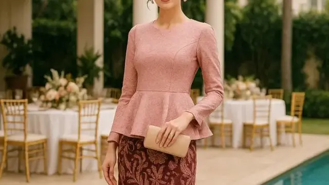 Model Baju Pesta Rok Batik A-Line