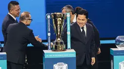 Ketua PSSI, Erick Thohir, hadir dalam acara drawing Piala AFF 2026 di Studio RCTI+ Kebun Jeruk, Jakarta, Kamis (15/1/2025). (Bola.com/Nur Iman Ali)
