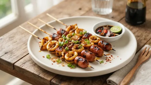 Sate Cumi Sosis Goreng yang Lezat