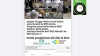 Tangkapan layar klaim link pendaftaran peralihan BPJS Mandiri ke BPJS Gratis di Facebook.