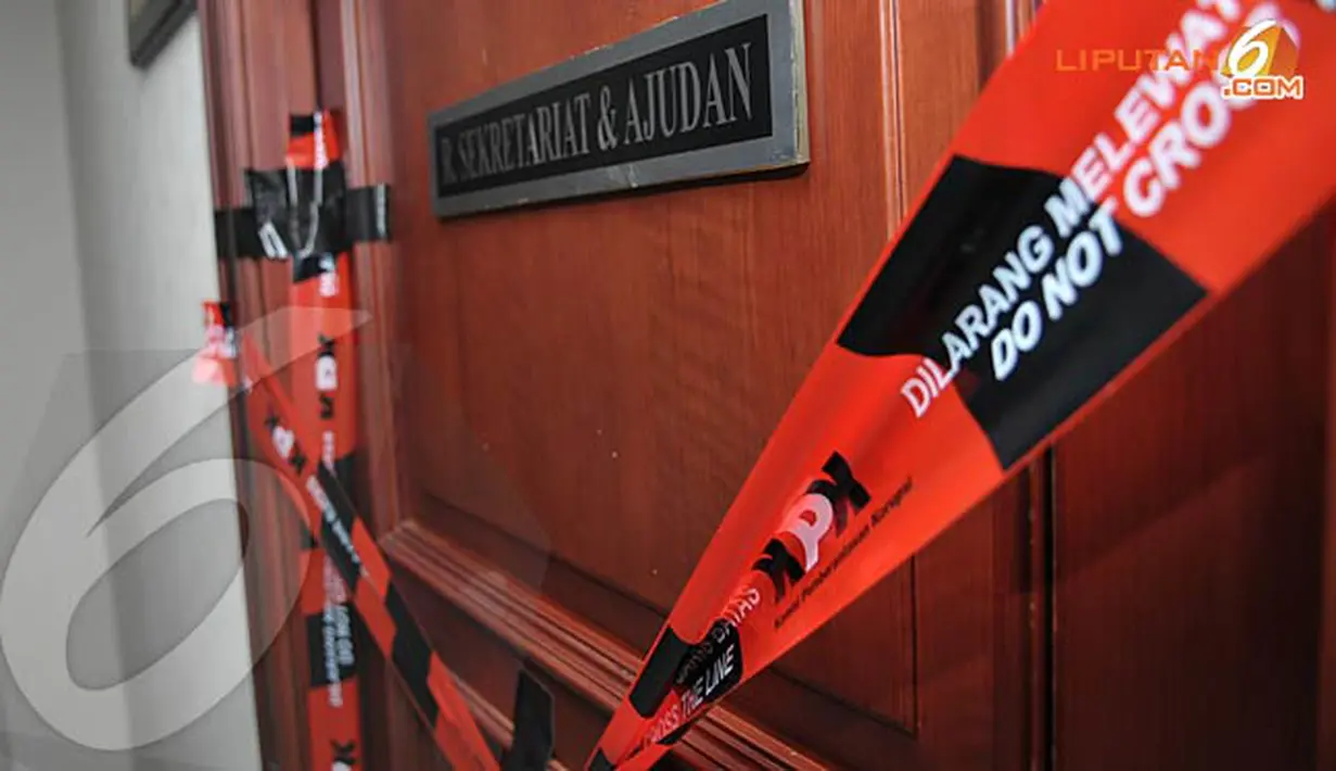 Ruang kerja Ajudan Ketua MK di Lantai 15 gedung Mahkamah Konstitusi juga disegel oleh KPK (Liputan6.com/Helmi Fithriansyah)