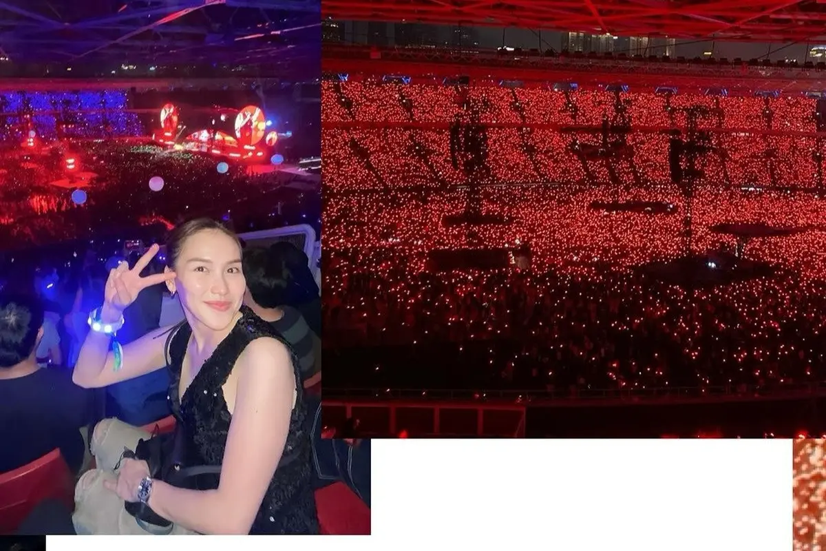 Potret Ayu Ting Ting Perdana Nonton Konser Coldplay