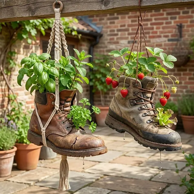 Desain Kebun Sayur Pakai Sepatu Bekas