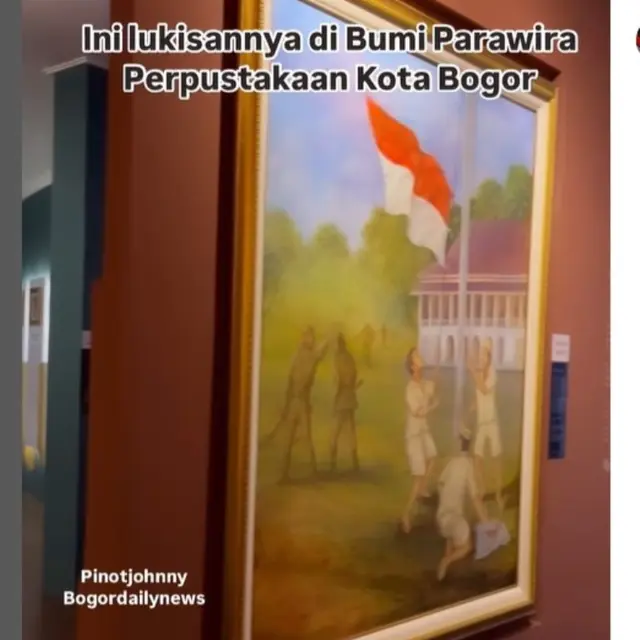 Lukisan Bendera Merah Putih Pertama di Bogor di Museum Parawira di Gedung Perpustakaan Kota Bogor.