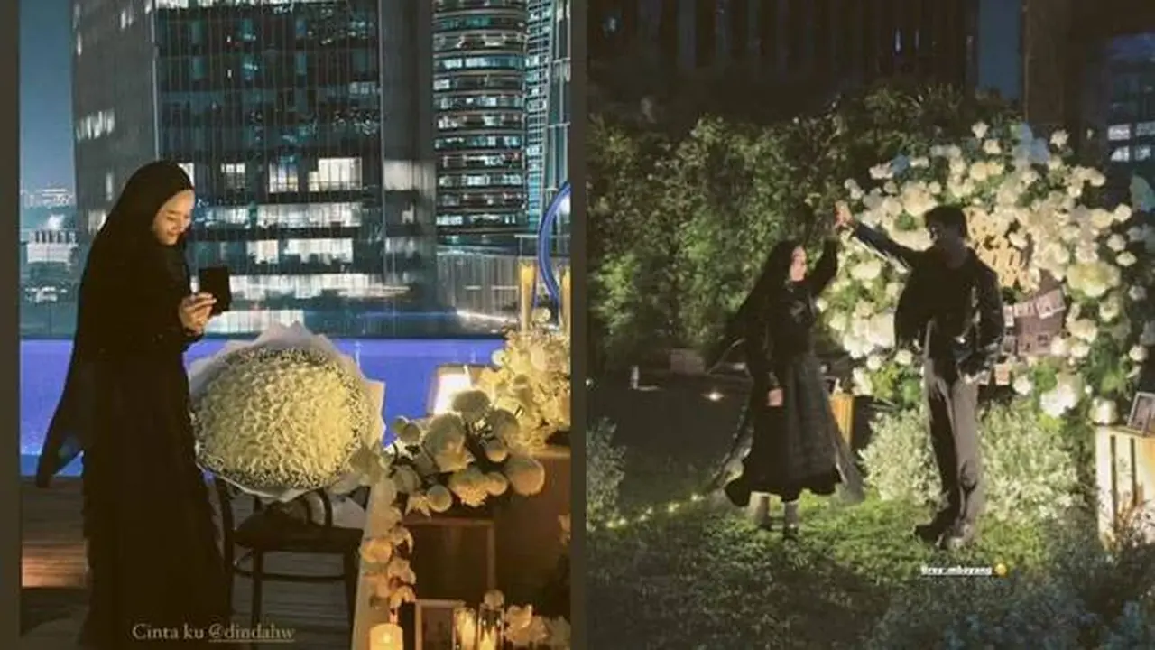 Tampil Romantis, Ini 7 Potret Anniversary Pernikahan Dinda Hauw dan Rey Mbayang ke-3