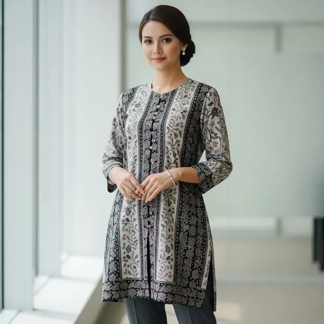 Atasan Batik Wanita Elegan Panjang Terbaru (Image by Gemini AI)