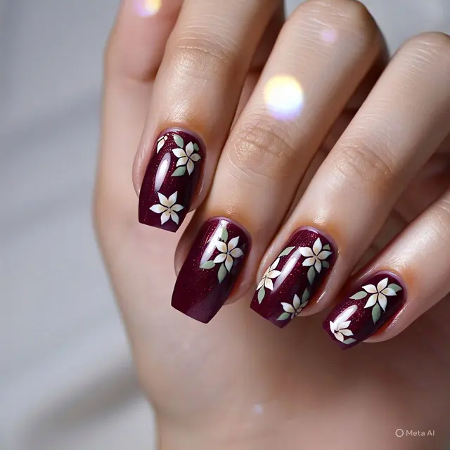 Desain Nail Art Maroon